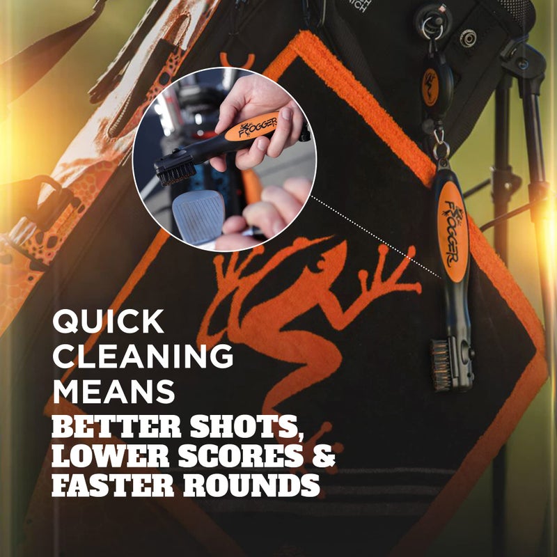 Frogger BrushPro Latch-It Golf Club Cleaner, Ergonomic Grip and Latch-it Magnet, Orange - Professional Golf Club Brush and Groove Cleaner for Golfers - Image 5